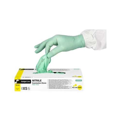 YELLOW POINT BUDGET LINE HANDSCHUHE LATEX PUDERFREI ALOË VERA MINT XS (100 Stück)