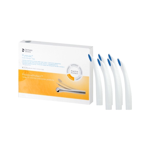 DENTSPLY PUREVAC HVE FS RHODIUM SAUGER MIT SPIEGEL WEIß (6 Stück) - 2