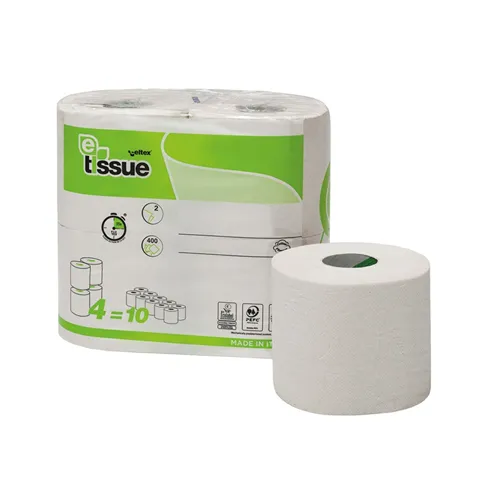 E-TISSUE TOITLETPAPER 2-LAYER WHITE 400 PAPERS A ROLL (40pcs)