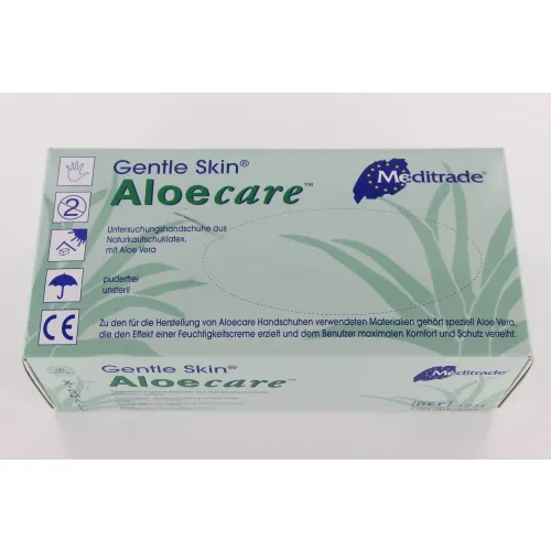 MEDITRADE GENTLE SKIN ALOECARE HANDSCHUHE LATEX PUDERFREI EXTRA KLEIN GRÜN (100 Stück)