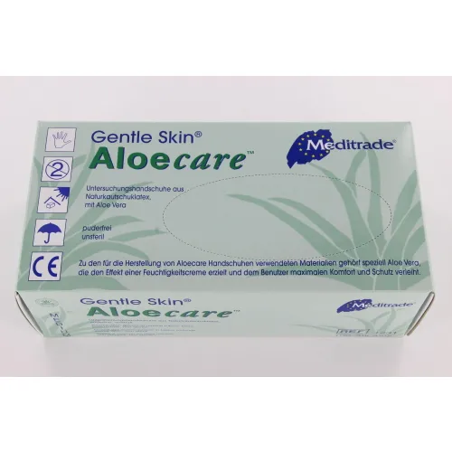 MEDITRADE GENTLE SKIN ALOECARE HANDSCHUHE LATEX PUDERFREI MITTELGRÜN (100 Stück)