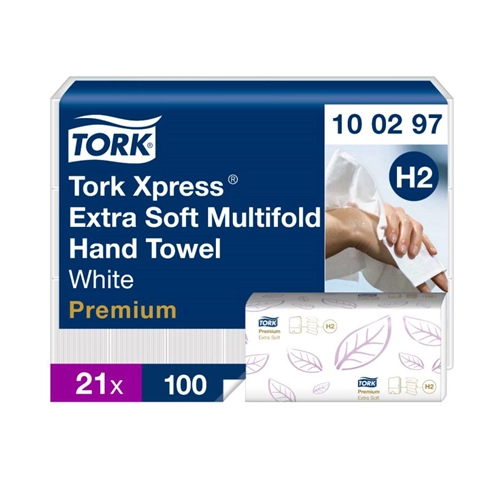 TORK PREMIUM HANDTÜCHER INTERFOLD X-SOFT XPRESS 2-LAGIG 34x21,2cm NO.100297 (21x100Stk)