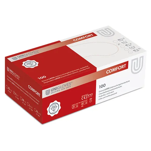 FHS COMFORT HANDSCHUHE LATEX PUDERFREI KLEIN WEIß (100 Stück)