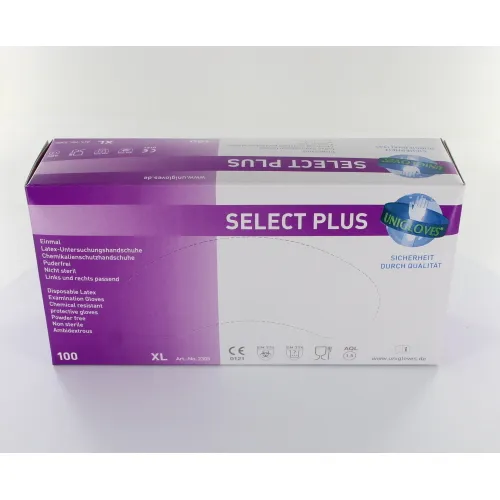 FHS LATEX HANDSCHUHE PUDERFREI SELECT PLUS EXTRA-GROß WEIß (100 Stück)
