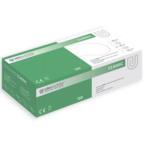 FHS CLASSIC HANDSCHUHE LATEX GEPUDERT MEDIUM WEIß (100 Stück)