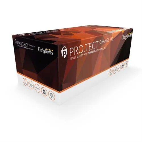UNIGLOVES HANDSCHUHE PRO.TECT PUDERFREI EXTRA STARK ORANGE MEDIUM (100 Stück)