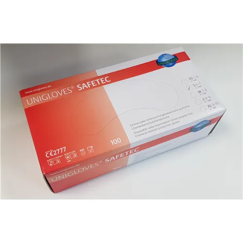 UNIGLOVES SAFETEC HANDSCHUHE PUDERFREI LATEX KLEIN WEIß (100 Stück)