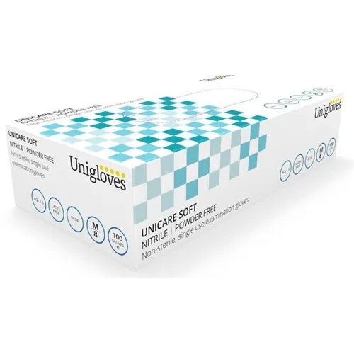 UNIGLOVES UNICARE SOFT NITRIL HANDSCHUHE PUDERFREI S BLAU (100 Stück)