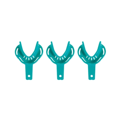 CLAN BORDER-LOCK EINMAL-ABDRUCKLÖFFEL OPEN UNBEZAHNT UNTEN GRÜN NR. 21 (5 Stück)