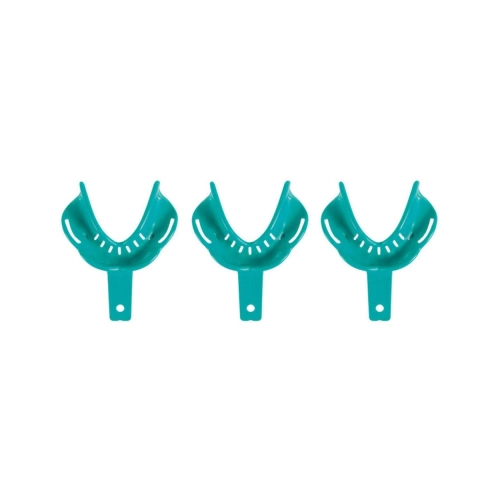 CLAN BORDER-LOCK EINMAL-ABDRUCKLÖFFEL OPEN UNBEZAHNT UNTEN GRÜN Nr. 24 (5 Stück)