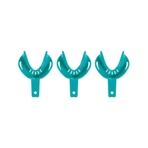 CLAN BORDER-LOCK EINMAL-ABDRUCKLÖFFEL OPEN UNBEZAHNT UNTEN GRÜN NR. 22 (5 Stück)