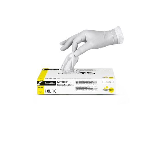 YELLOW POINT BUDGET LINE HANDSCHUHE NITRILE PUDERFREI WEIß XL (100 Stück)