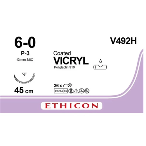 J&J VICRYL 6-0 V492H MIT NADEL P3 PRIME 45 cm (36 Stück)