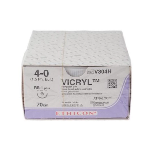 J&J VICRYL VIOLET 4-0 V304H MIT NADEL RB1 70 cm (36 Stück)