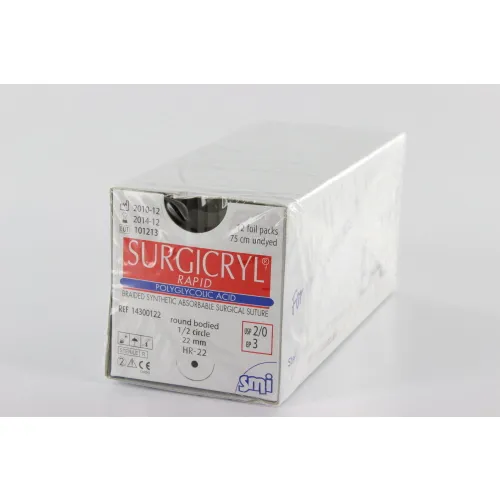 SMI SURGICRYL RAPID 2-0 MIT 1/2-KREIS-RUNDKÖRPER-NADEL HR22mm 75cm (12 Stück)