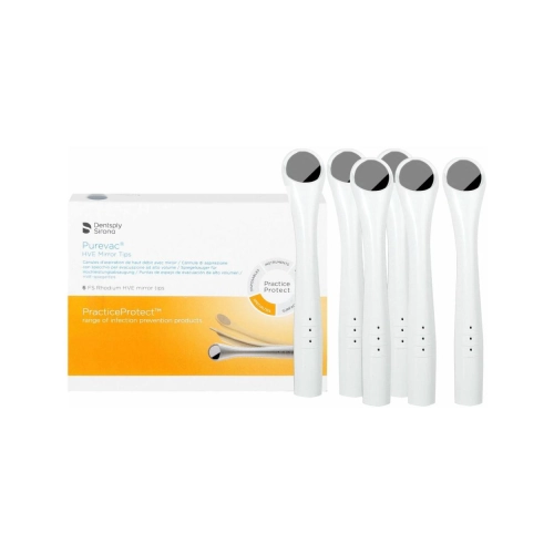 DENTSPLY PUREVAC HVE FS RHODIUM SAUGER MIT SPIEGEL WEIß (6 Stück)