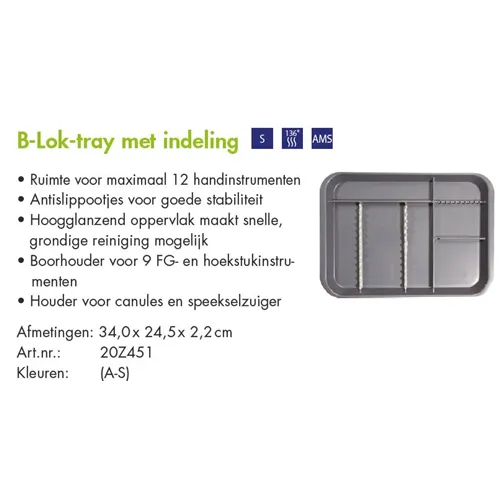 B-Lok Tray, mit Einteilung (34,0 x 24,4 x 2,2 cm) neon pink