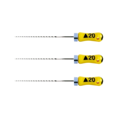 MAILLEFER READY STEEL K-REAMERS HANDGEBRAUCH 25mm NR.20 ISO 20 STERIL GELB (6 Stück)
