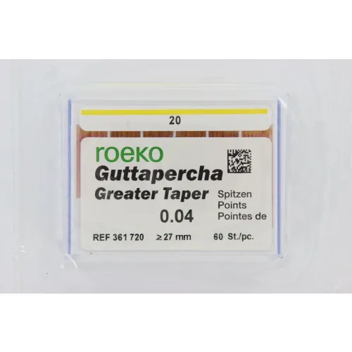 ROEKO GUTTA PERCHA SPITZEN GRÖSSER KEGEL .04 NR.20 GELB (60St)