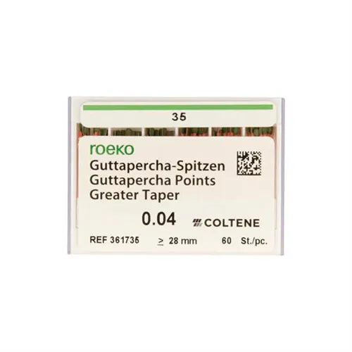 ROEKO GUTTAPERCHA SPITZEN GREATER TAPER .04 NR.35 GRÜN (60St)