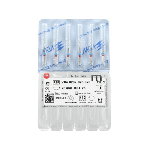 VDW MTWO NITI INSTRUMENT 25mm 25/07 ISO 25 16mm ARBEITSTEIL ROT (6 Stück)