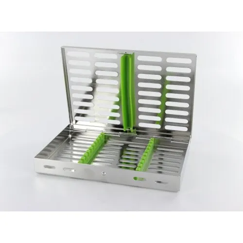 NICHROMINOX STERILISATIONS CONTAINER GROß PERFORIERT GRÜN (10 Stück)