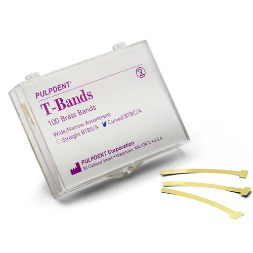 PULPDENT T-BANDS MATRIXBAND MATRIZEN MESSING GEBOGEN SORTIERT NR.BT BC/A (100 Stück)