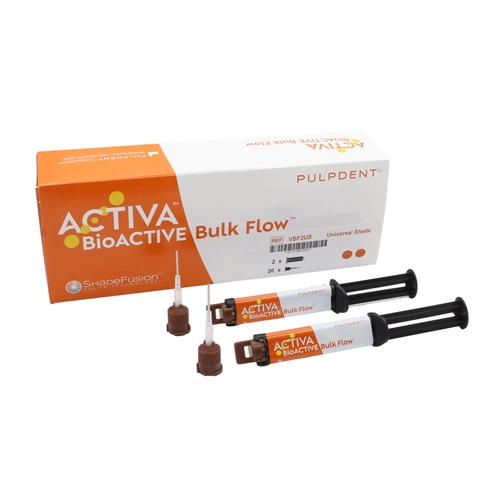 PULPDENT ACTIVA BIOACTIVE BULK FLOW SPRITZE KINDER TWIN PACK KIT UNIVERSAL (2x5g/20 mixing tips)