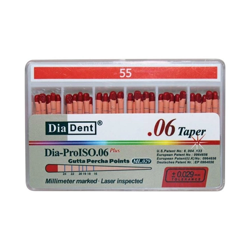 DIADENT GUTTA PERCHA SPITZEN TAPER .06 NR 55 ROT (60 Stück)