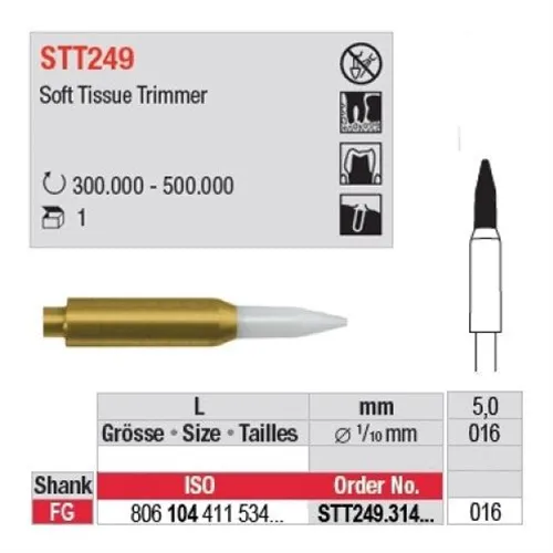 EDENTA STT CERAMIK GINGIVA TISSUE TRIMMER FG SST249/016 (1 Stück)