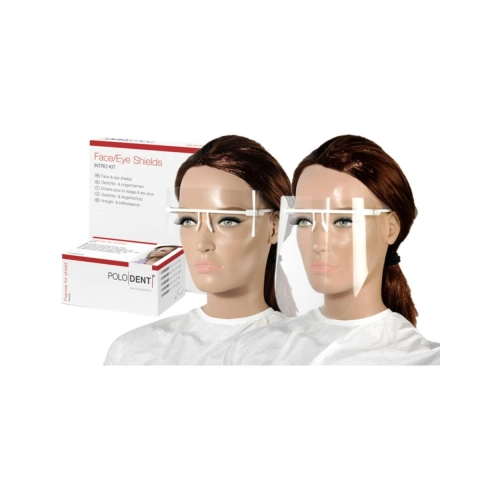 POLODENT GESICHTSSCHUTZ INTRO KIT (komplett, 5 Halterungen + 15 Schirme)