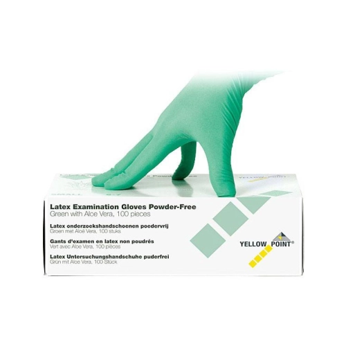 YELLOW POINT LATEXHANDSCHUHE PUDERFREI ALOE VERA GRÜN MITTEL (100 Stück)