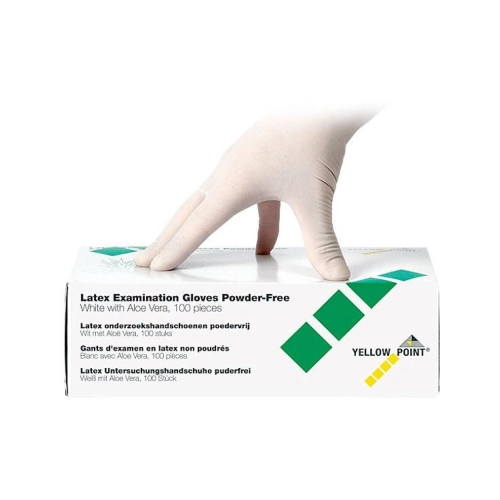 YELLOW POINT LATEXHANDSCHUHE PUDERFREI ALOE VERA WEIß X-GROß (100 Stück)