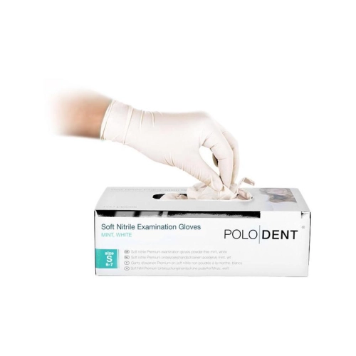 POLODENT HANDSCHUHE SOFT NITRILE WEISS PUDERFREI MINT KLEIN (100St)