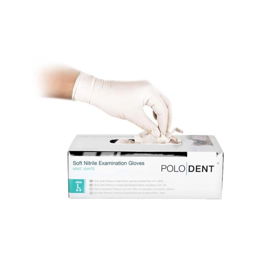 POLODENT HANDSCHUHE SOFT NITRILE WEISS PUDERFREI MINT GROSS (100St)